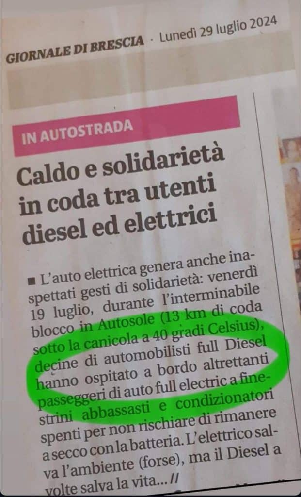 Elettrobufale | Automobilisti "full diesel" offrono aria condizionata ai full elettrici in coda? | Elettronauti.it