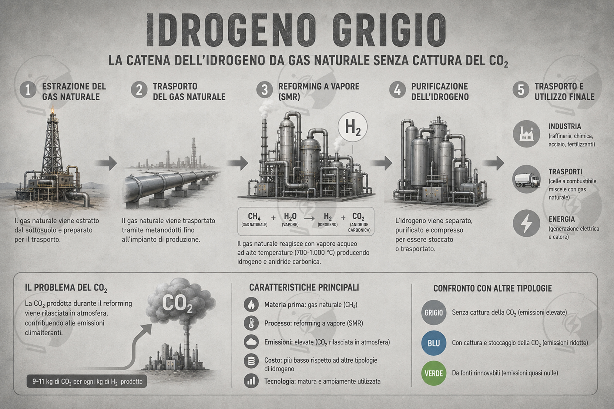 Schema di produzione dell'idrogeno grigio | Elettronauti.it