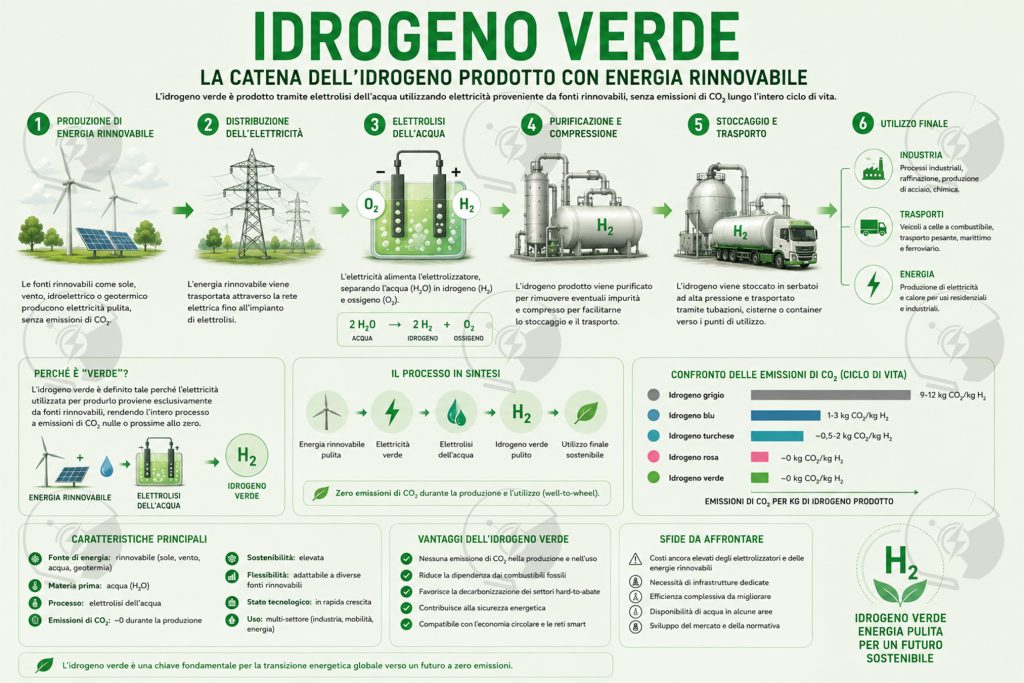 Schema di produzione dell'idrogeno verde | Elettronauti.it