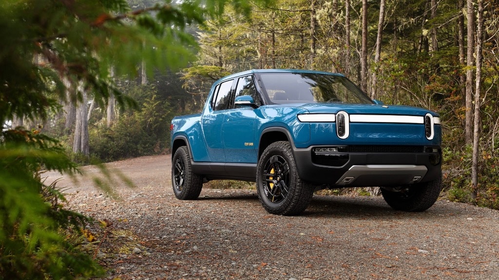 Rivian R1T Anteriore Blu