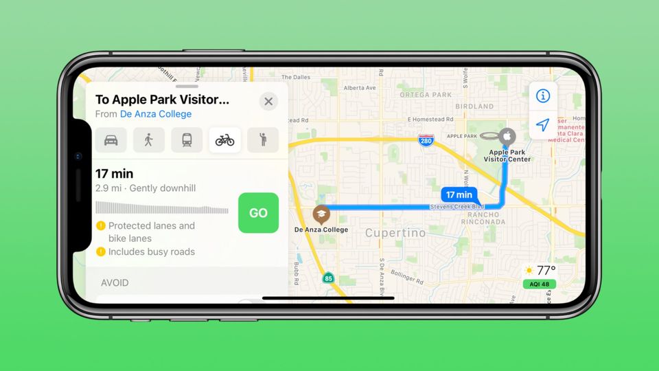 Apple, Mappe aggiunge le indicazioni per chi viaggia in bicicletta