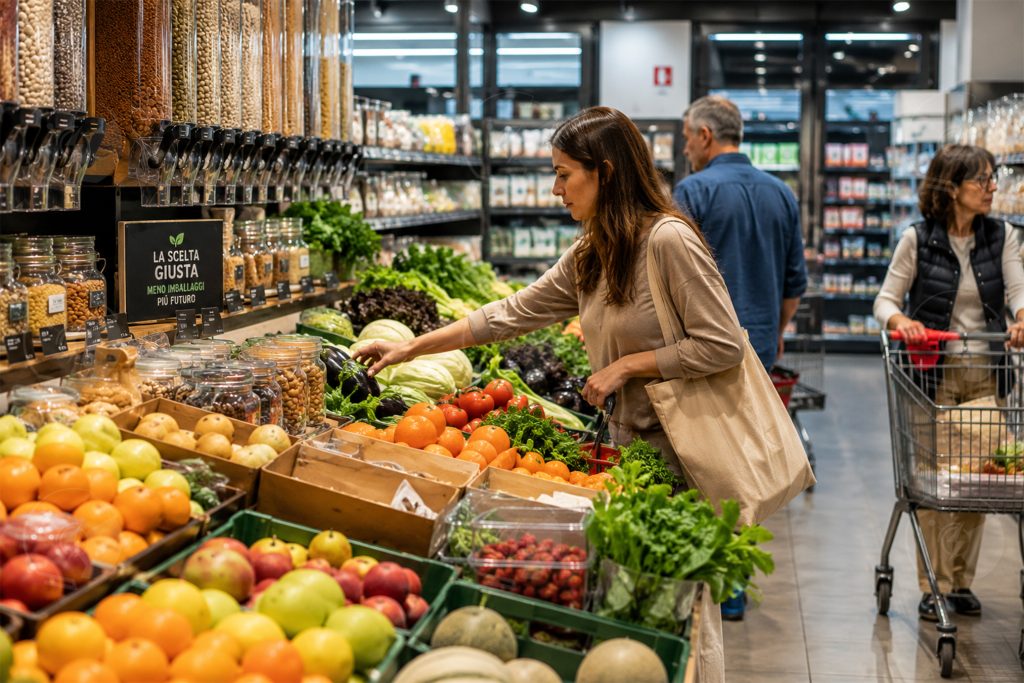 Clienti intenti a fare la spesa ad un banco alimentare di un supermercato | Elettronauti.it