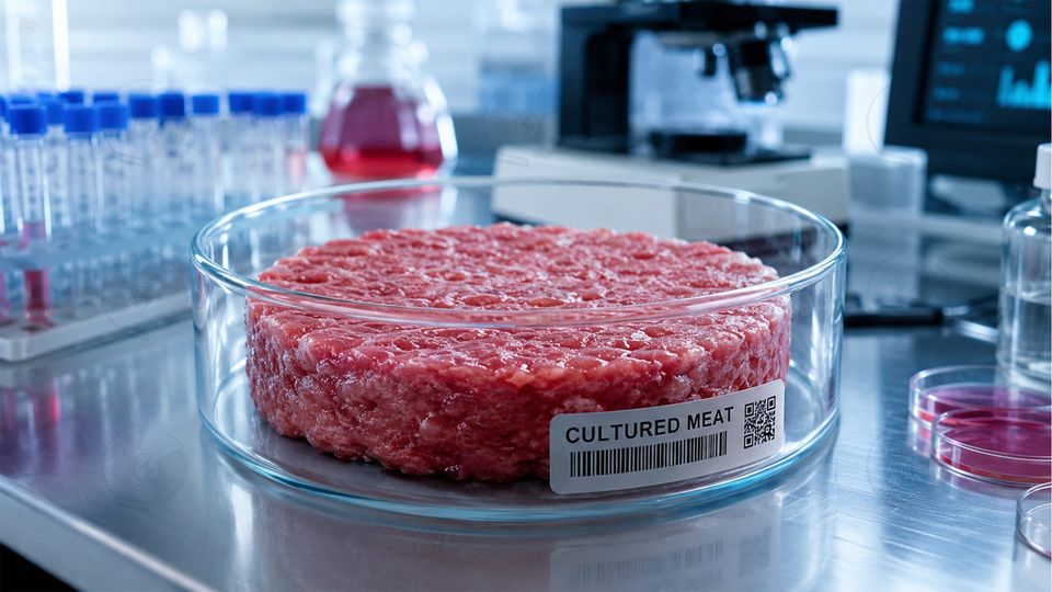 Carne coltivata in provetta a forma di hamburger