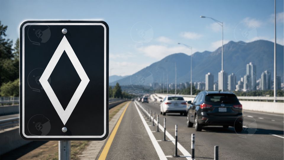 Cartello che evidenzia la corsia per il carpooling