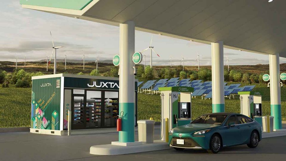 JUXTA Nomad, un mini-market portatile e autonomo ideale per le stazioni di ricarica.