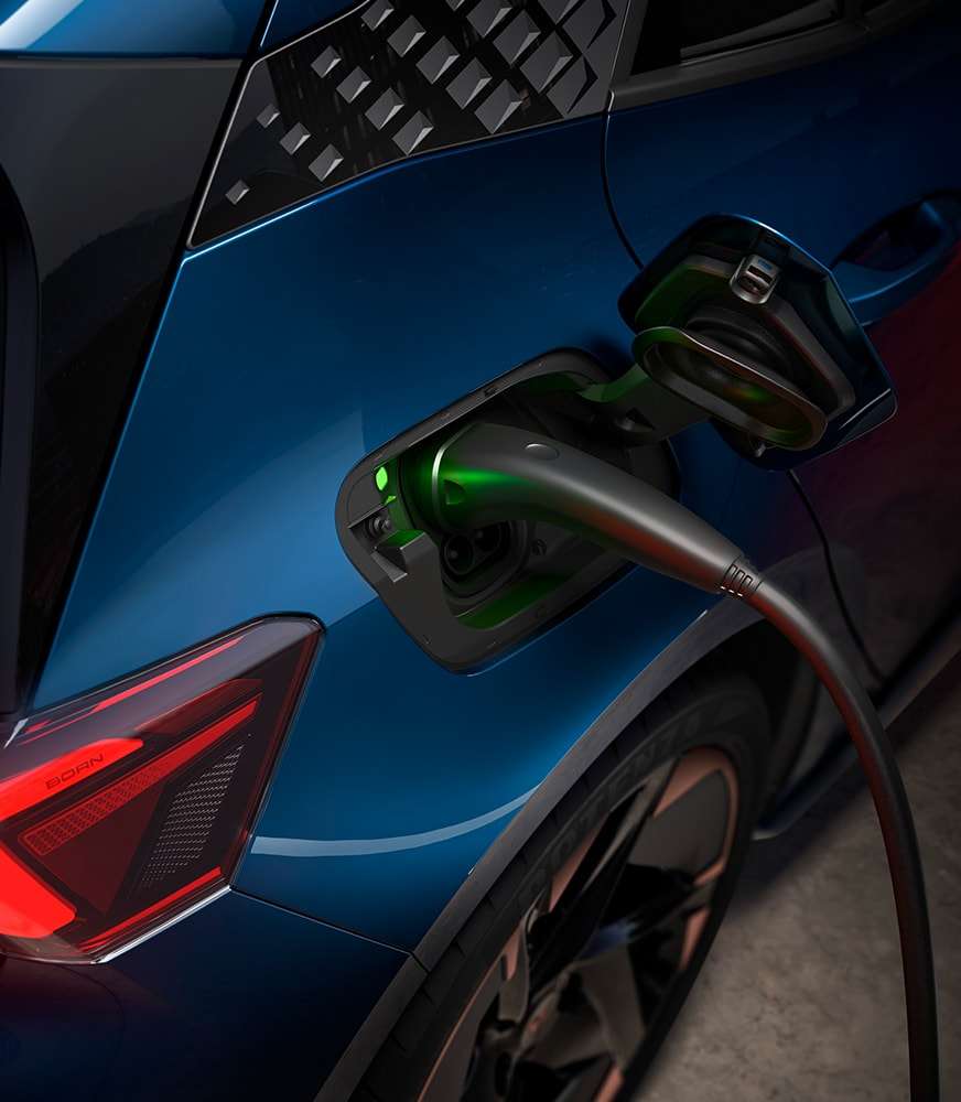 cupra born aurora blue colour charging