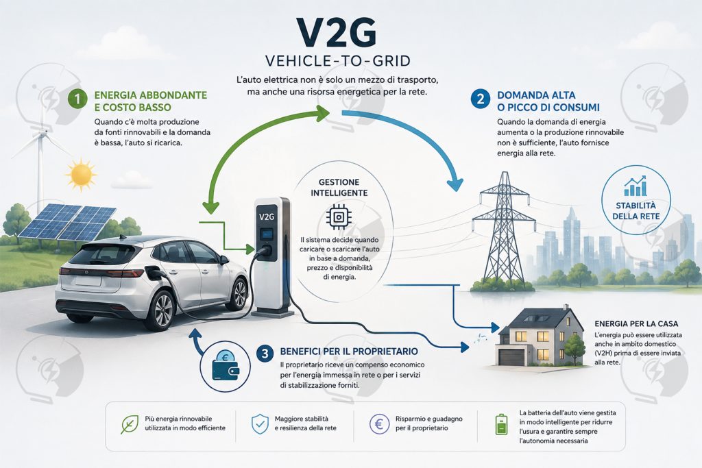 Schema di funzionamento della tecnologia V2G | Elettronauti.it