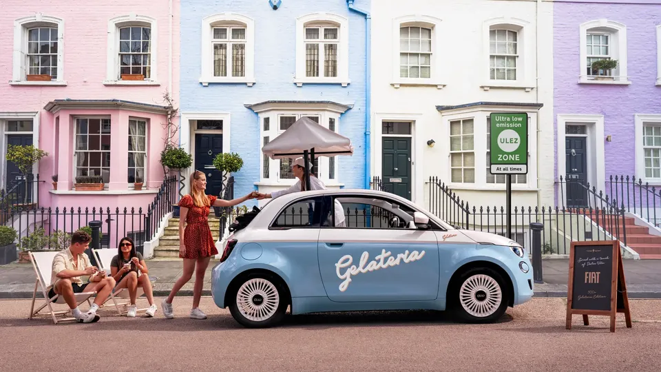 Fiat converte una 500e in un van di gelati