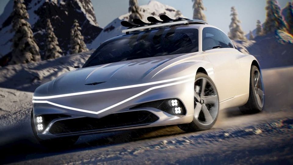 Genesis mostra la concept X Snow Speedium EV che si muove su terreni ghiacciati