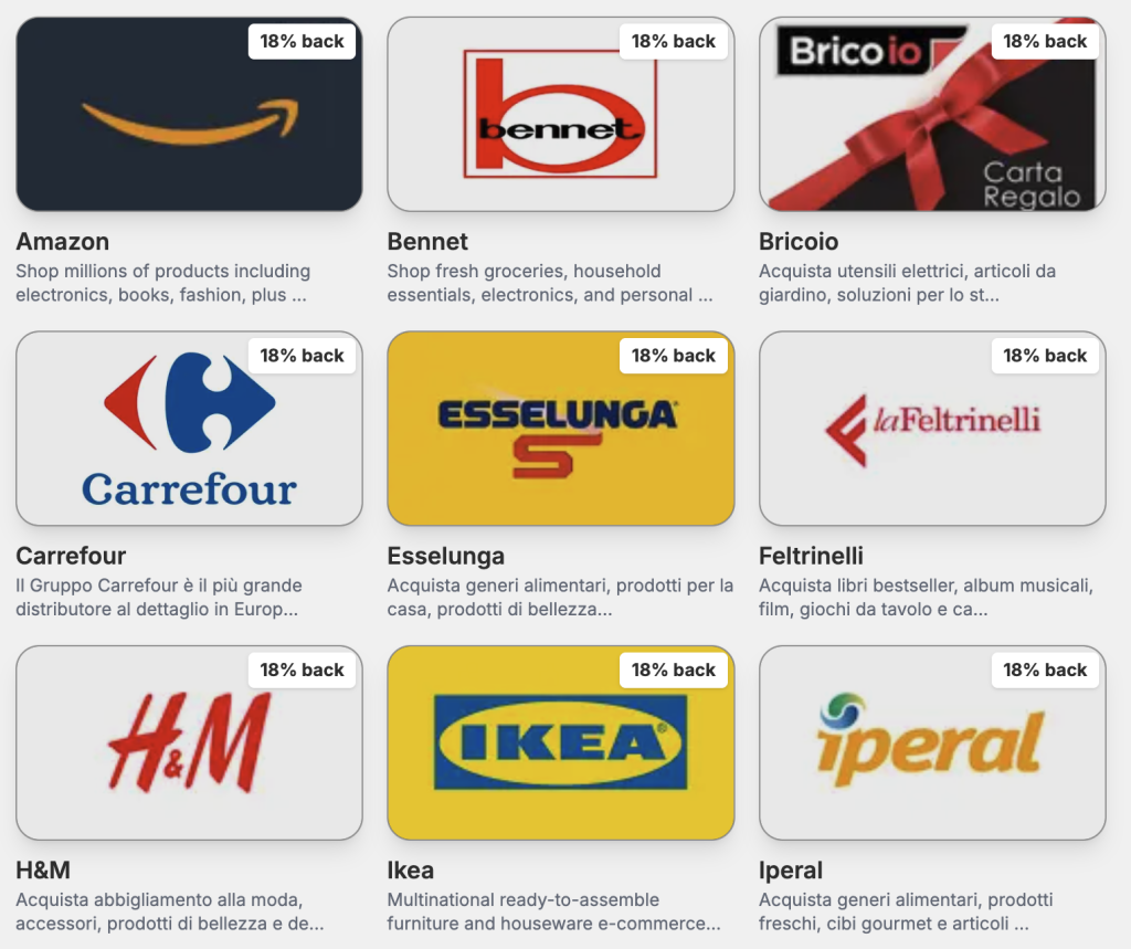 gift card groncard evearn | elettronauti