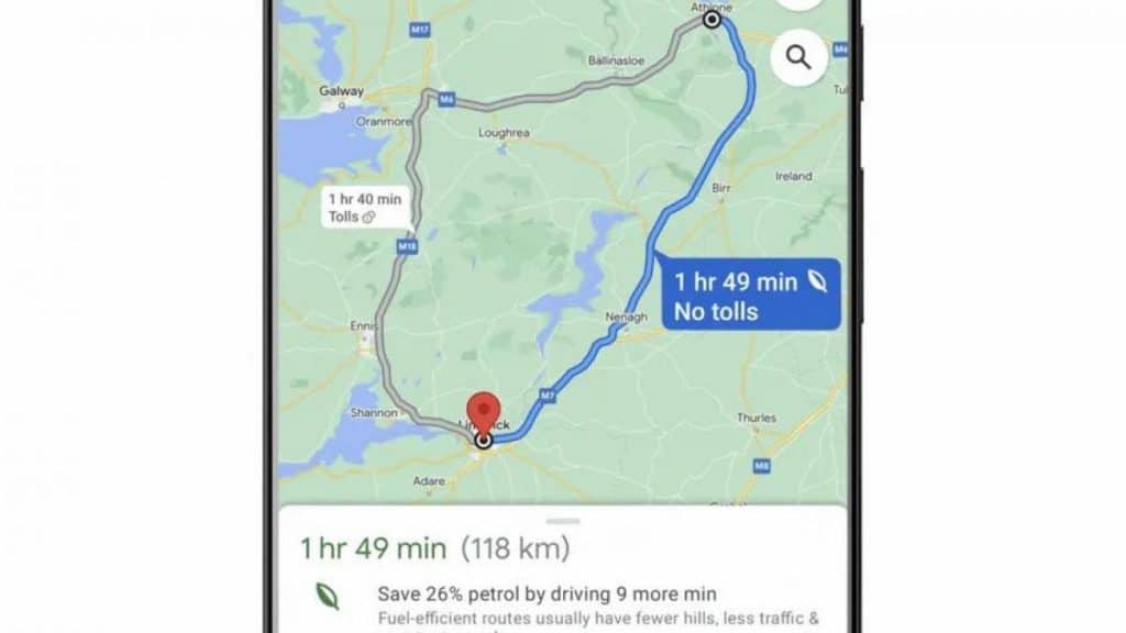 google maps percorso green