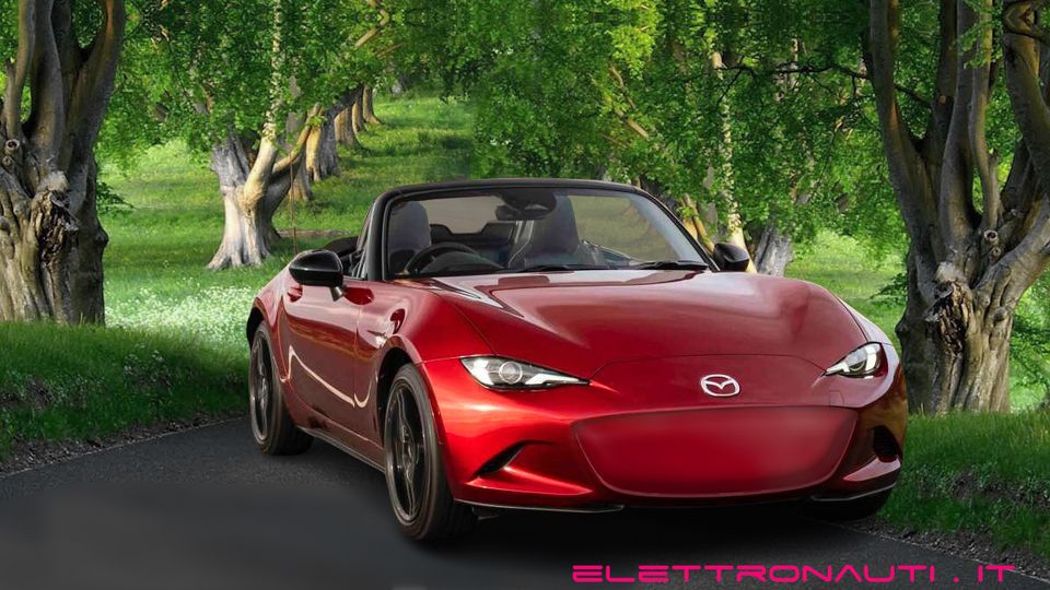 Mazda MX-5 elettrica rendering frontale