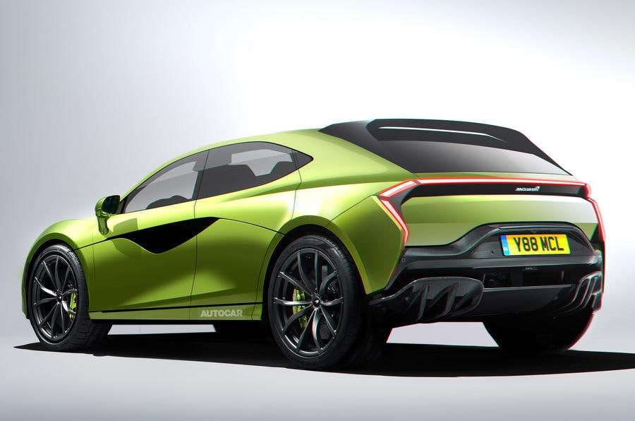 McLaren SUV elettrica render posteriore