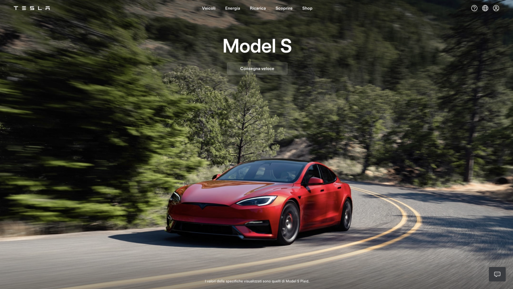 Sito italiano di Tesla alla pagina della Model S | Elettronauti.it