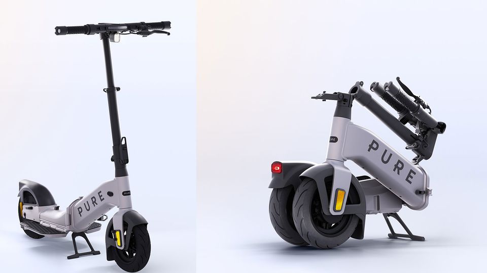 Pure Electric mostra il monopattino elettrico pieghevole Pure Advance Flex
