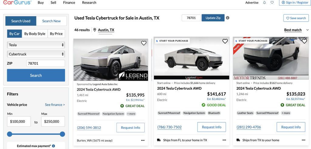 Ci sono più di 175 Cybertrucks Tesla “usati” in vendita in US | Elettronauti.it