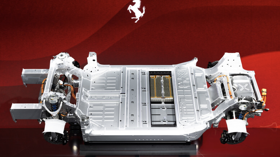 Telaio con pacco batteria Ferrari elettrica