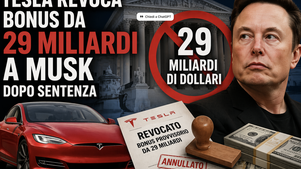 Tesla revoca il bonus da 29 miliardi a Musk