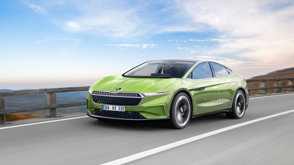 Skoda Octavia EV Render Anteriore