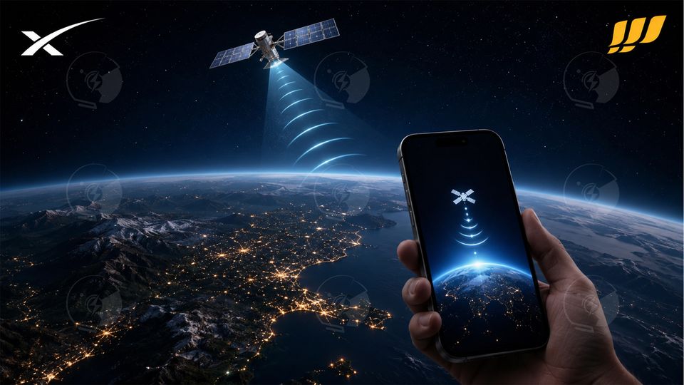 Connessione satellitare tra uno smartphone e i satelliti Starlink grazie a Fastweb