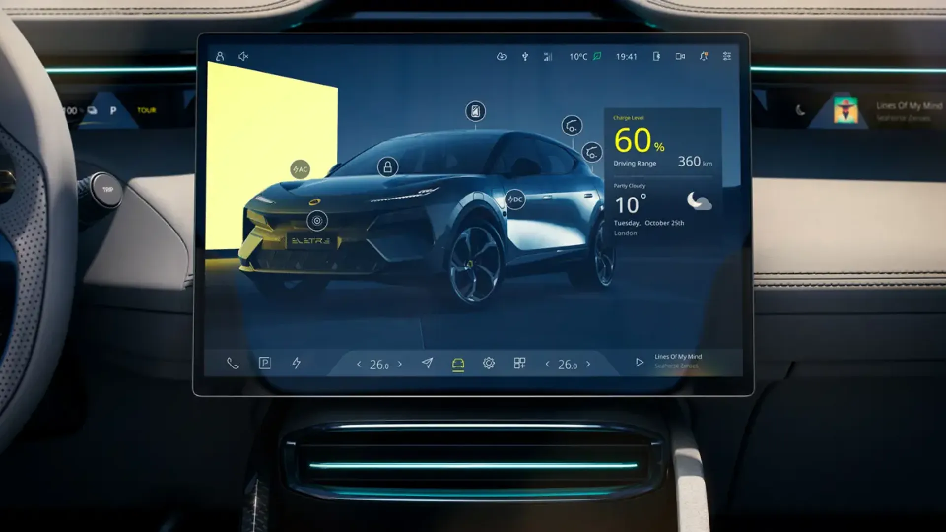 Elettronauti - Lotus Eletre 600 - Infotainment - Vista della plancia