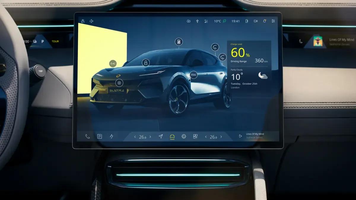 Elettronauti - Lotus Eletre 600 - Infotainment - Vista della plancia