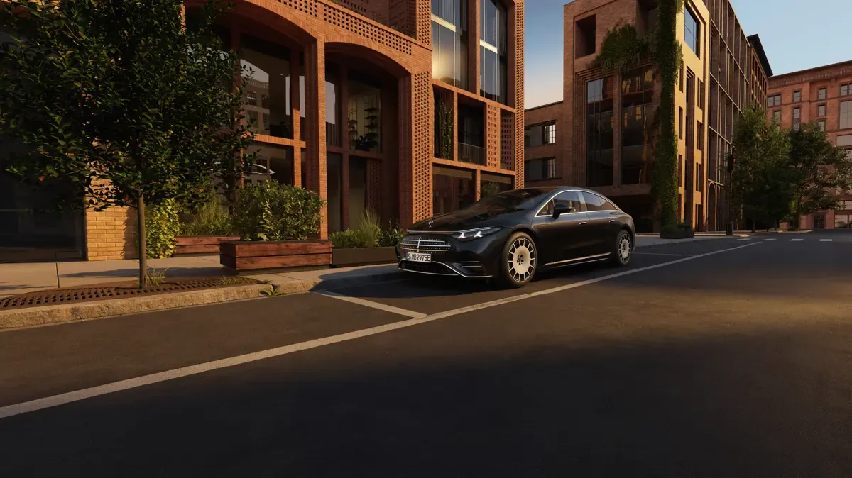 Elettronauti - Mercedes-Benz EQS 400 (MY26) - Blu - Esterno - Vista anteriore a tre quarti