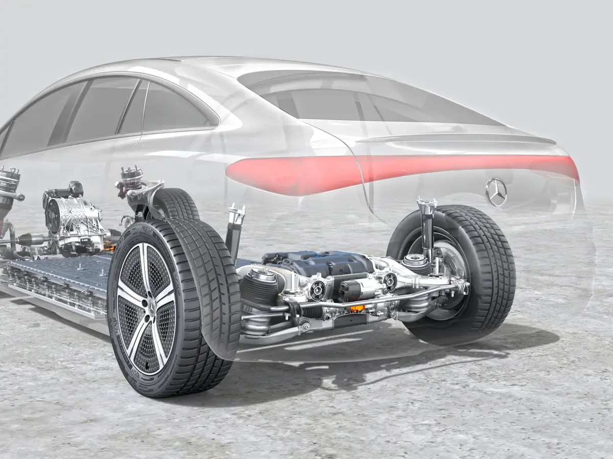 Elettronauti - Mercedes-Benz EQS 400 (MY26) - Schema tecnico - Vista anteriore a tre quarti