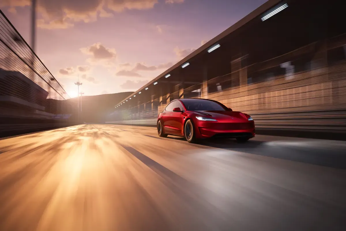 Elettronauti - Tesla Model 3 Performance - Rosso - Esterno - Vista anteriore a tre quarti