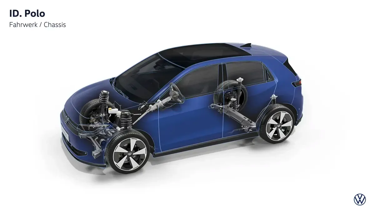 Elettronauti - Volkswagen ID. Polo 155 kW - Schema tecnico - Vista anteriore a tre quarti